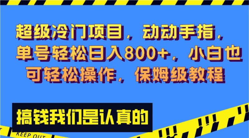 （8205期）超级冷门项目,动动手指，单号轻松日入800+，小白也可轻松操作，保姆级教程网赚项目-副业赚钱-互联网创业-独家轻创IP星泽云创