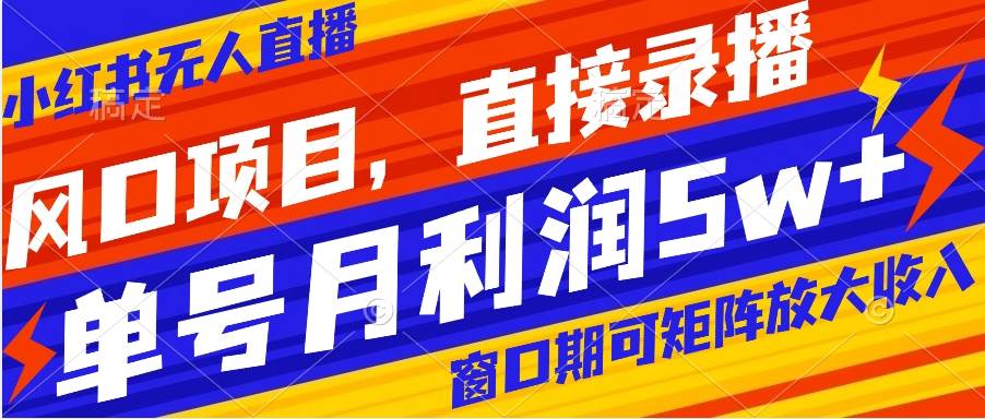 （8196期）风口项目，小红书无人直播带货，直接录播，可矩阵，月入5w+网赚项目-副业赚钱-互联网创业-独家轻创IP星泽云创