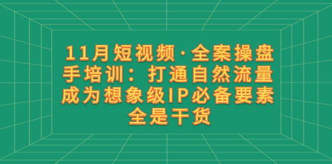 （8182期）11月短视频·全案操盘手培训：打通自然流量 成为想象级IP必备要素 全是干货网赚项目-副业赚钱-互联网创业-独家轻创IP星泽云创