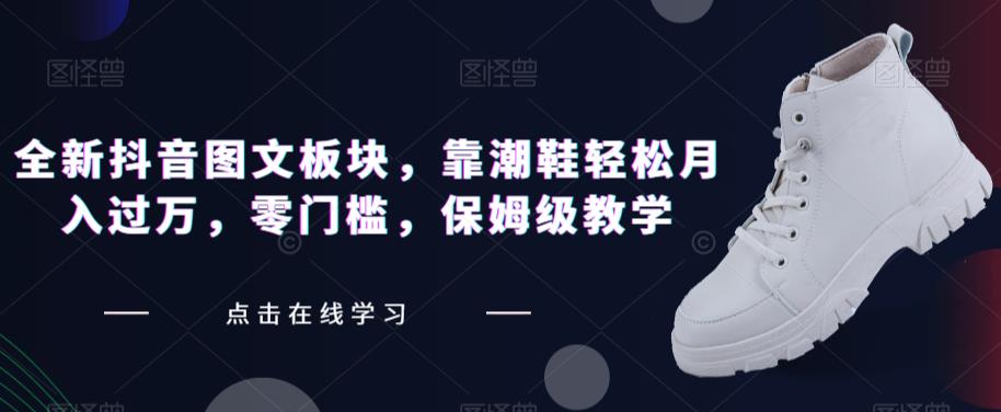 全新抖音图文板块，靠潮鞋轻松月入过万，零门槛，保姆级教学【揭秘】网赚项目-副业赚钱-互联网创业-独家轻创IP星泽云创