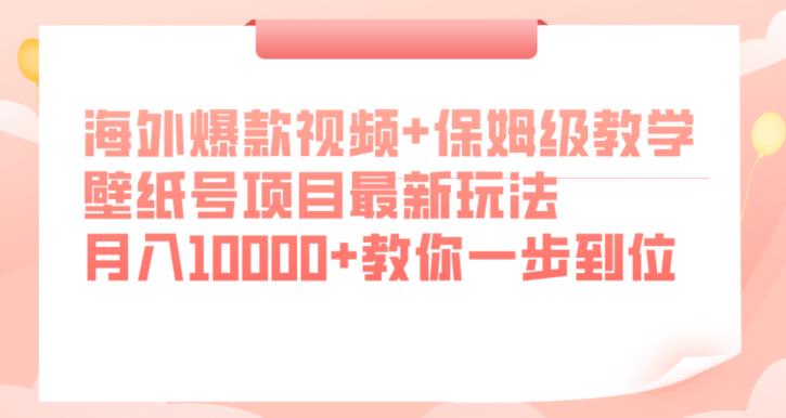 海外爆款视频+保姆级教学，壁纸号项目最新玩法，月入10000+教你一步到位【揭秘】网赚项目-副业赚钱-互联网创业-独家轻创IP星泽云创