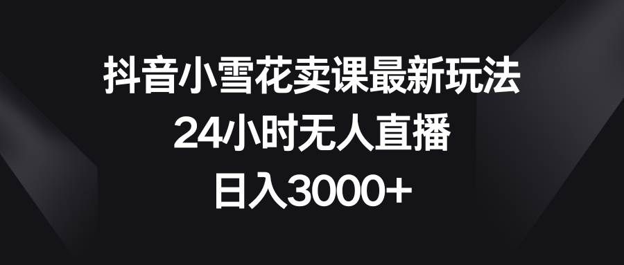 （8322期）抖音小雪花卖课最新玩法，24小时无人直播，日入3000+网赚项目-副业赚钱-互联网创业-独家轻创IP星泽云创