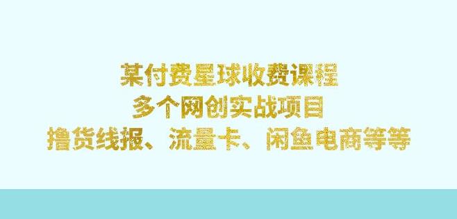 某付费星球课程：多个网创实战项目，撸货线报、流量卡、闲鱼电商等（文档非视频）网赚项目-副业赚钱-互联网创业-独家轻创IP星泽云创