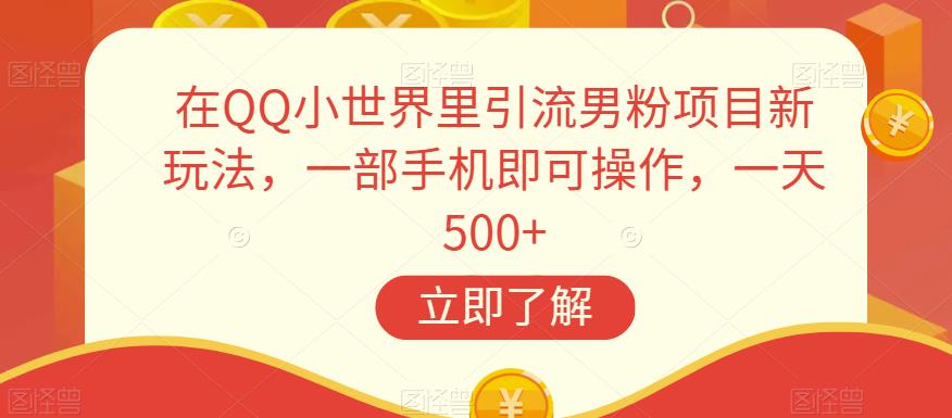 在QQ小世界里引流男粉项目新玩法，一部手机即可操作，一天500+【揭秘】网赚项目-副业赚钱-互联网创业-独家轻创IP星泽云创