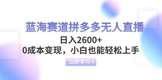 （8331期）蓝海赛道拼多多无人直播，日入2600+，0成本变现，小白也能轻松上手网赚项目-副业赚钱-互联网创业-独家轻创IP星泽云创