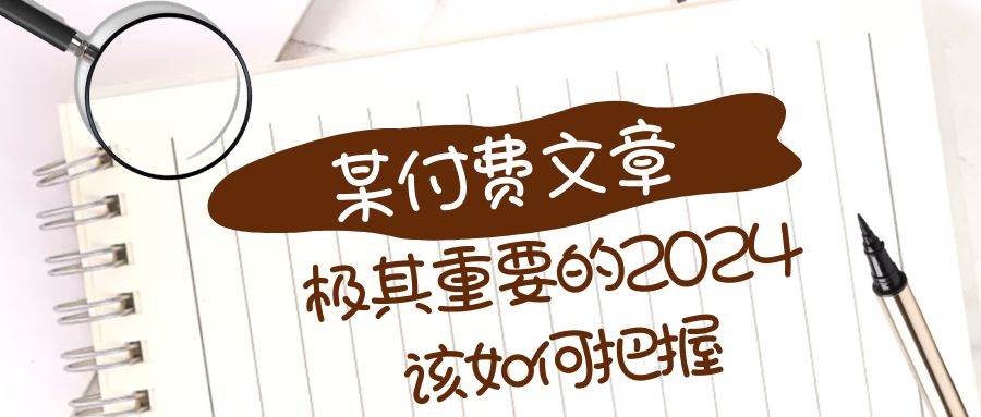 （8367期）极其重要的2024该如何把握？【某公众号付费文章】网赚项目-副业赚钱-互联网创业-独家轻创IP星泽云创
