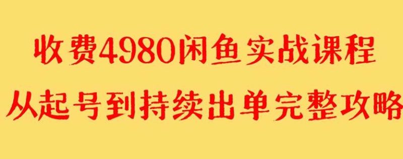 （8359期）外面收费4980闲鱼无货源实战教程 单号4000+网赚项目-副业赚钱-互联网创业-独家轻创IP星泽云创