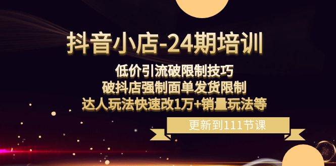 （8394期）抖音小店-24期：低价引流破限制技巧，破抖店强制面单发货限制，达人玩法…网赚项目-副业赚钱-互联网创业-独家轻创IP星泽云创