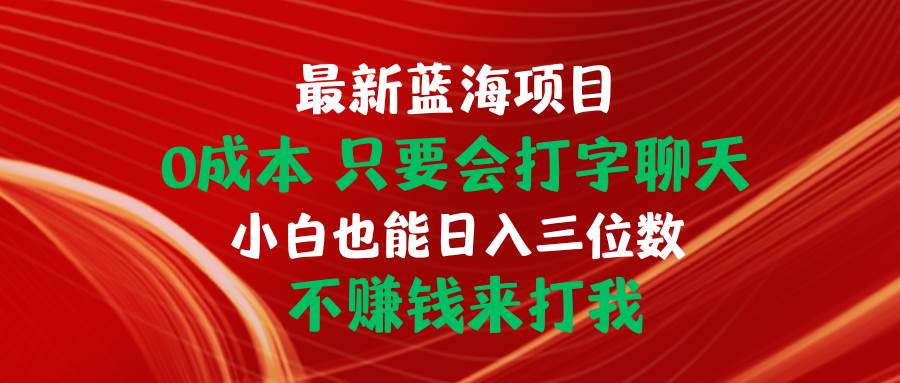 （10424期）最新蓝海项目 0成本 只要会打字聊天 小白也能日入三位数 不赚钱来打我网赚项目-副业赚钱-互联网创业-独家轻创IP星泽云创