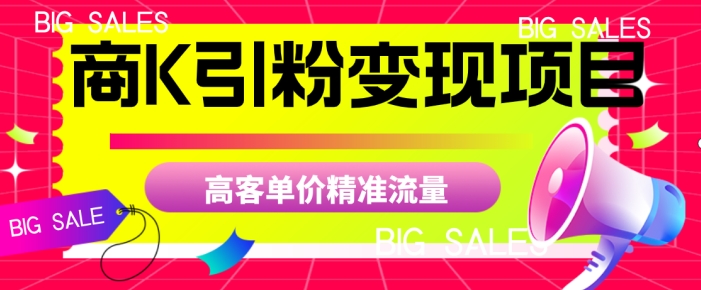 商K引粉变现项目，高客单价精准流量【揭秘】网赚项目-副业赚钱-互联网创业-独家轻创IP星泽云创
