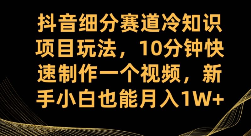 抖音细分赛道冷知识项目玩法，10分钟快速制作一个视频，新手小白也能月入1W+【揭秘】网赚项目-副业赚钱-互联网创业-独家轻创IP星泽云创