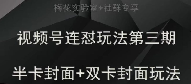 梅花实验室社群专享视频号连怼玩法半卡封面+双卡封面技术网赚项目-副业赚钱-互联网创业-独家轻创IP星泽云创