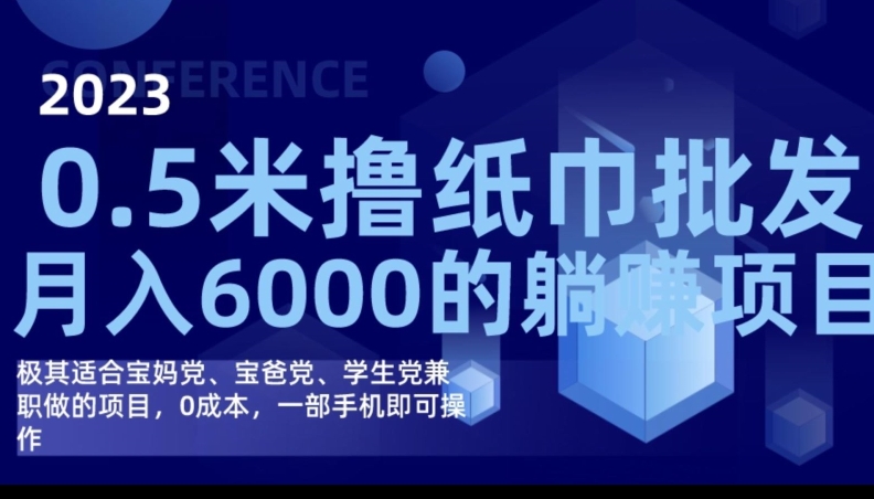 2023最新0.5米撸纸巾批发，月入6000的躺赚项目，0成本，一部手机即可操作网赚项目-副业赚钱-互联网创业-独家轻创IP星泽云创