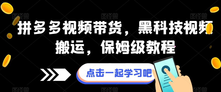拼多多视频带货，黑科技视频搬运，保姆级教程网赚项目-副业赚钱-互联网创业-独家轻创IP星泽云创