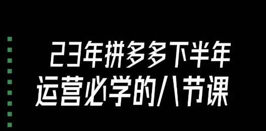 大牙·23年下半年拼多多运营必学的八节课（18节完整）网赚项目-副业赚钱-互联网创业-独家轻创IP星泽云创
