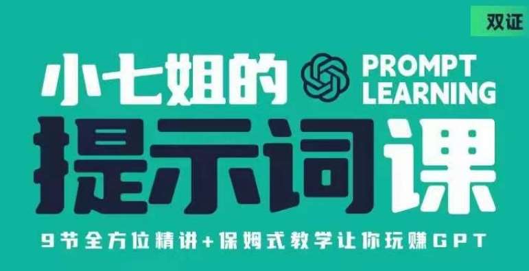小七姐的提示词视频课（双证），9节全方位精讲+保姆式教学让你玩赚GPT网赚项目-副业赚钱-互联网创业-独家轻创IP星泽云创