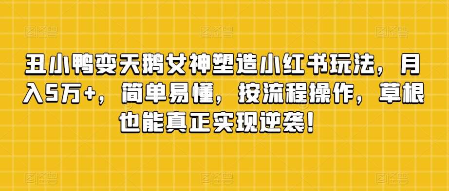 丑小鸭变天鹅女神塑造小红书玩法，月入5万+，简单易懂，按流程操作，草根也能真正实现逆袭！网赚项目-副业赚钱-互联网创业-独家轻创IP星泽云创