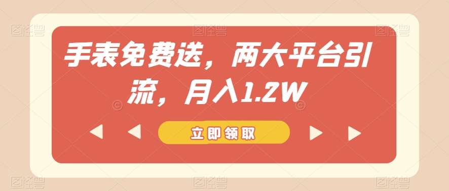 手表免费送，两大平台引流，月入1.2W【揭秘】网赚项目-副业赚钱-互联网创业-独家轻创IP星泽云创