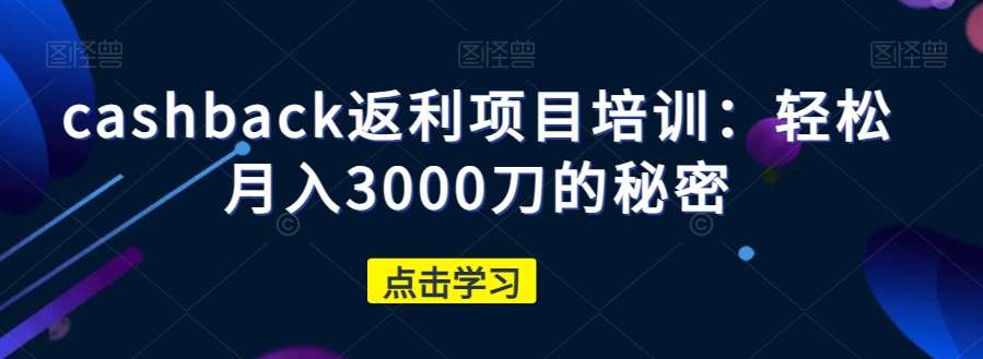 cashback返利项目培训：轻松月入3000刀的秘密网赚项目-副业赚钱-互联网创业-独家轻创IP星泽云创