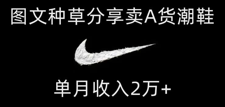 靠图文种草分享卖A货潮鞋，每天一小时，单月收入2万+【揭秘】网赚项目-副业赚钱-互联网创业-独家轻创IP星泽云创