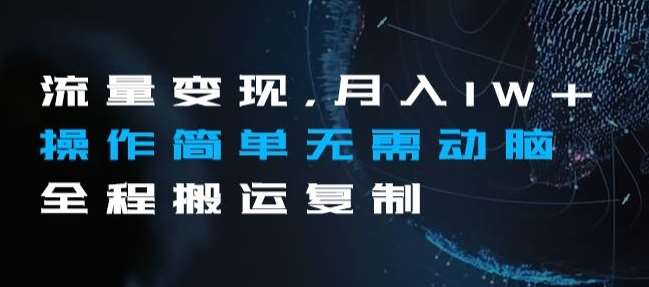 流量变现，月入1W+操作简单无需动脑全程搬运复制【揭秘】网赚项目-副业赚钱-互联网创业-独家轻创IP星泽云创