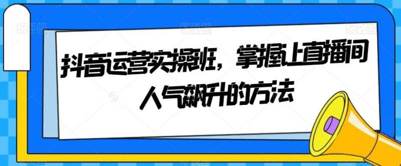 抖音运营实操班，掌握让直播间人气飙升的方法网赚项目-副业赚钱-互联网创业-独家轻创IP星泽云创