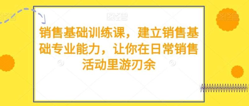 销售基础训练课，建立销售基础专业能力，让你在日常销售活动里游刃余网赚项目-副业赚钱-互联网创业-独家轻创IP星泽云创