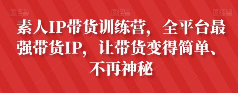 素人IP带货训练营，全平台最强带货IP，让带货变得简单、不再神秘网赚项目-副业赚钱-互联网创业-独家轻创IP星泽云创