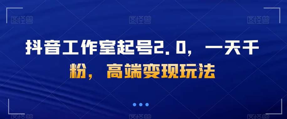 抖音工作室起号2.0，一天千粉，高端变现玩法【揭秘】网赚项目-副业赚钱-互联网创业-独家轻创IP星泽云创
