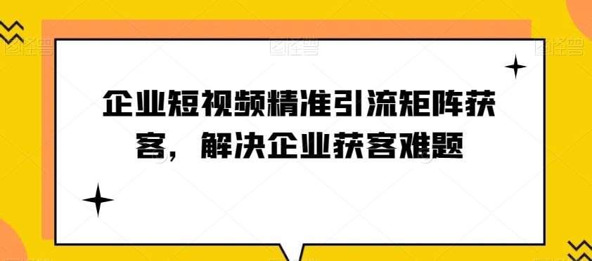 企业短视频精准引流矩阵获客，解决企业获客难题网赚项目-副业赚钱-互联网创业-独家轻创IP星泽云创