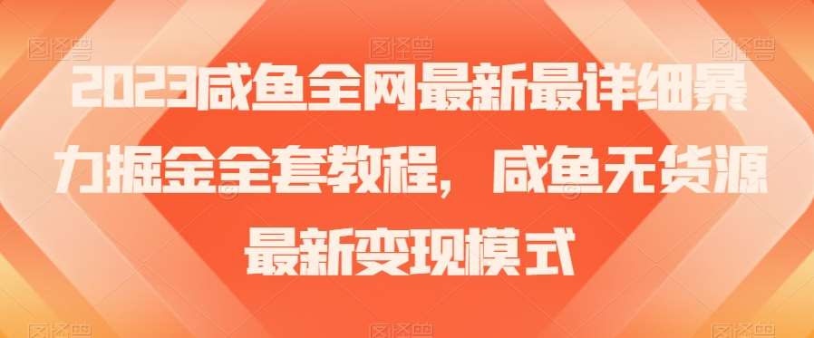 2023咸鱼全网最新最详细暴力掘金全套教程，咸鱼无货源最新变现模式【揭秘】网赚项目-副业赚钱-互联网创业-独家轻创IP星泽云创