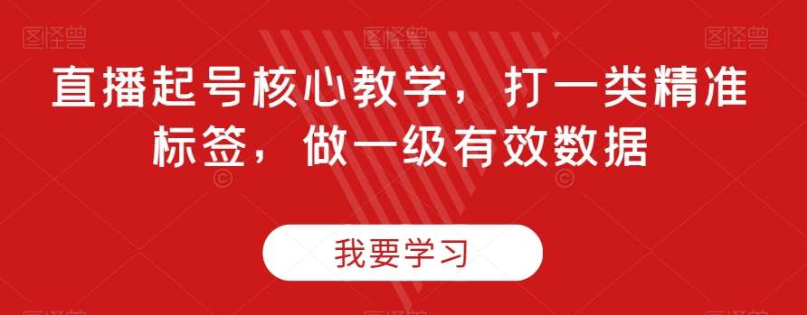 直播起号核心教学，打一类精准标签，做一级有效数据网赚项目-副业赚钱-互联网创业-独家轻创IP星泽云创