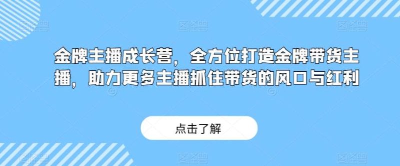 金牌主播成长营，全方位打造金牌带货主播，助力更多主播抓住带货的风口与红利网赚项目-副业赚钱-互联网创业-独家轻创IP星泽云创