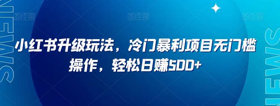 小红书升级玩法，冷门暴利项目无门槛操作，轻松日赚500+【揭秘】网赚项目-副业赚钱-互联网创业-独家轻创IP星泽云创