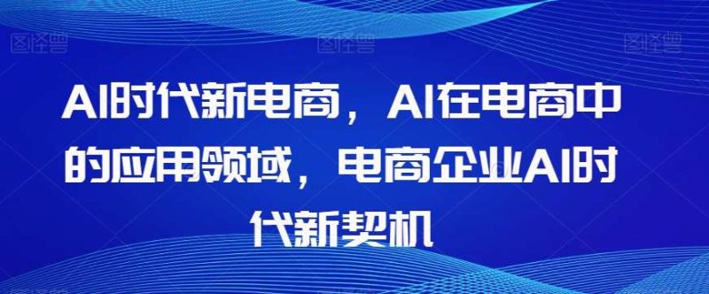 Al时代新电商，Al在电商中的应用领域，电商企业AI时代新契机网赚项目-副业赚钱-互联网创业-独家轻创IP星泽云创