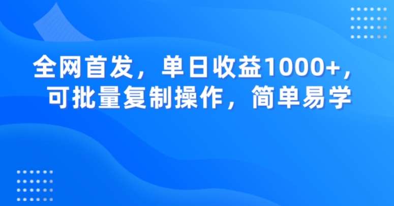 全网首发，单日收益1000+，可批量复制操作，简单易学【揭秘】网赚项目-副业赚钱-互联网创业-独家轻创IP星泽云创