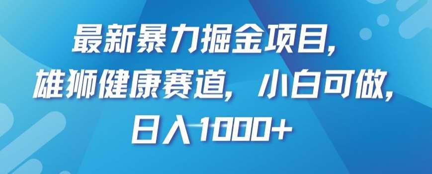 最新暴力掘金项目，雄狮健康赛道，小白可做，日入1000+【揭秘】网赚项目-副业赚钱-互联网创业-独家轻创IP星泽云创