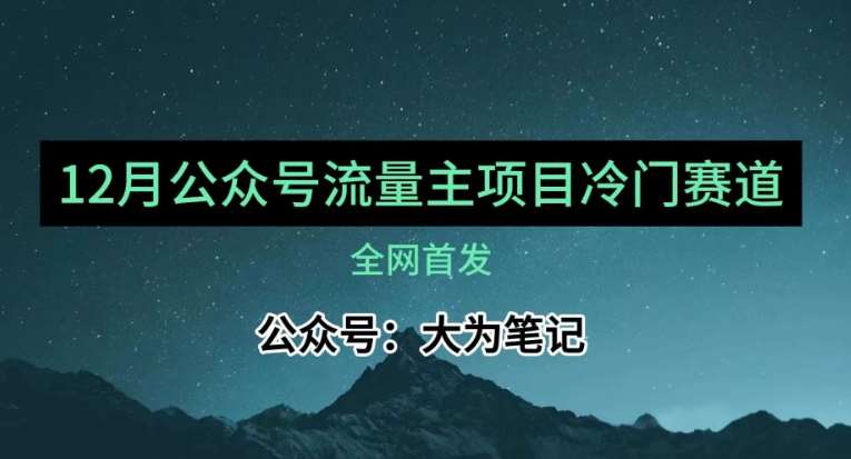 12月份最新公众号流量主小众赛道推荐，30篇以内就能入池！网赚项目-副业赚钱-互联网创业-独家轻创IP星泽云创