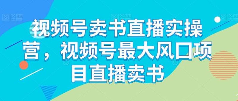 视频号卖书直播实操营，视频号最大风囗项目直播卖书网赚项目-副业赚钱-互联网创业-独家轻创IP星泽云创