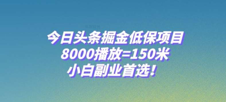 今日头条掘金低保项目，8000播放=150米，小白副业首选【揭秘】网赚项目-副业赚钱-互联网创业-独家轻创IP星泽云创