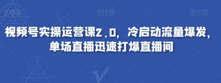 视频号实操运营课2.0，冷启动流量爆发，单场直播迅速打爆直播间网赚项目-副业赚钱-互联网创业-独家轻创IP星泽云创