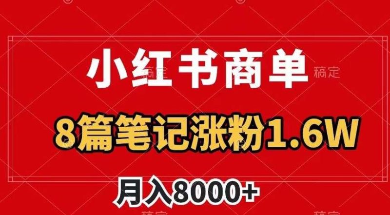 小红书商单最新玩法，8篇笔记涨粉1.6w，作品制作简单，月入8000+【揭秘】网赚项目-副业赚钱-互联网创业-独家轻创IP星泽云创