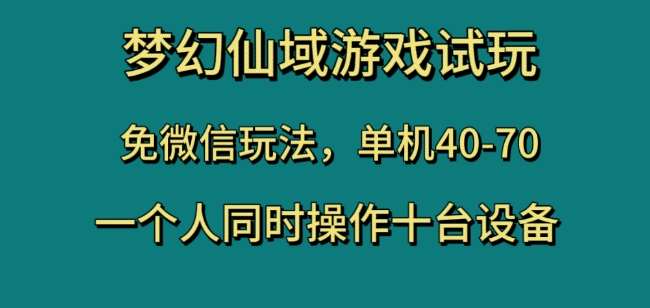 梦幻仙域游戏试玩，免微信玩法，单机40-70，一个人同时操作十台设备【揭秘】网赚项目-副业赚钱-互联网创业-独家轻创IP星泽云创