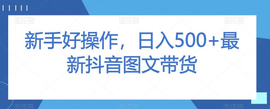 新手好操作，日入500+最新抖音图文带货【揭秘】网赚项目-副业赚钱-互联网创业-独家轻创IP星泽云创