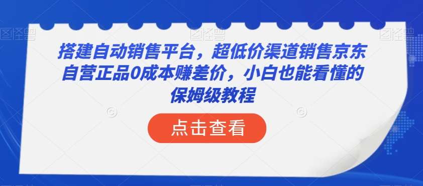 搭建自动销售平台，超低价渠道销售京东自营正品0成本赚差价，小白也能看懂的保姆级教程【揭秘】网赚项目-副业赚钱-互联网创业-独家轻创IP星泽云创