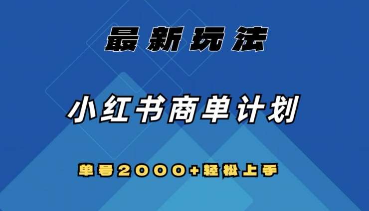 全网首发，小红书商单计划最新玩法，单号2000+可扩大可复制【揭秘】网赚项目-副业赚钱-互联网创业-独家轻创IP星泽云创