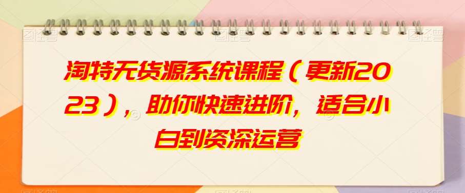 淘特无货源系统课程（更新2023），助你快速进阶，适合小白到资深运营网赚项目-副业赚钱-互联网创业-独家轻创IP星泽云创
