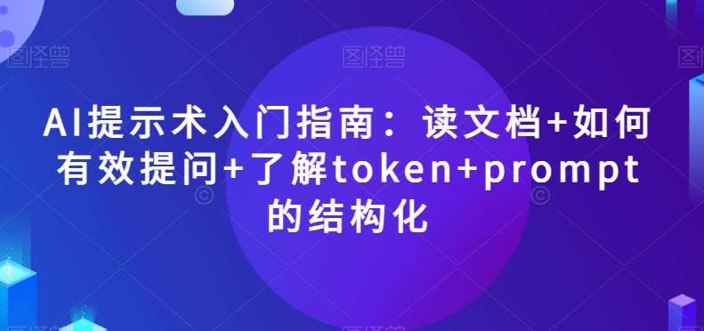 AI提示术入门指南：读文档+如何有效提问+了解token+prompt的结构化【揭秘】网赚项目-副业赚钱-互联网创业-独家轻创IP星泽云创