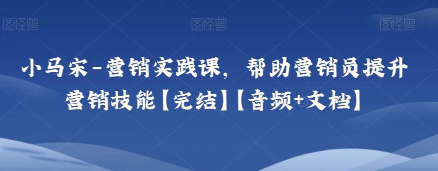 小马宋-营销实践课，帮助营销员提升营销技能【完结】【音频+文档】网赚项目-副业赚钱-互联网创业-独家轻创IP星泽云创