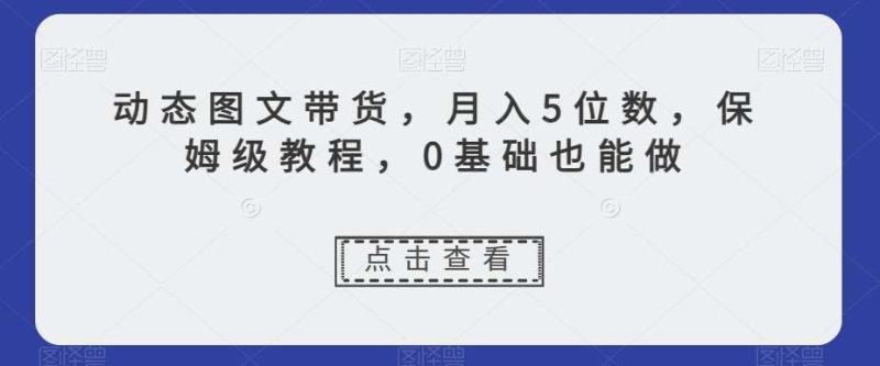 动态图文带货，月入5位数，保姆级教程，0基础也能做【揭秘】网赚项目-副业赚钱-互联网创业-独家轻创IP星泽云创
